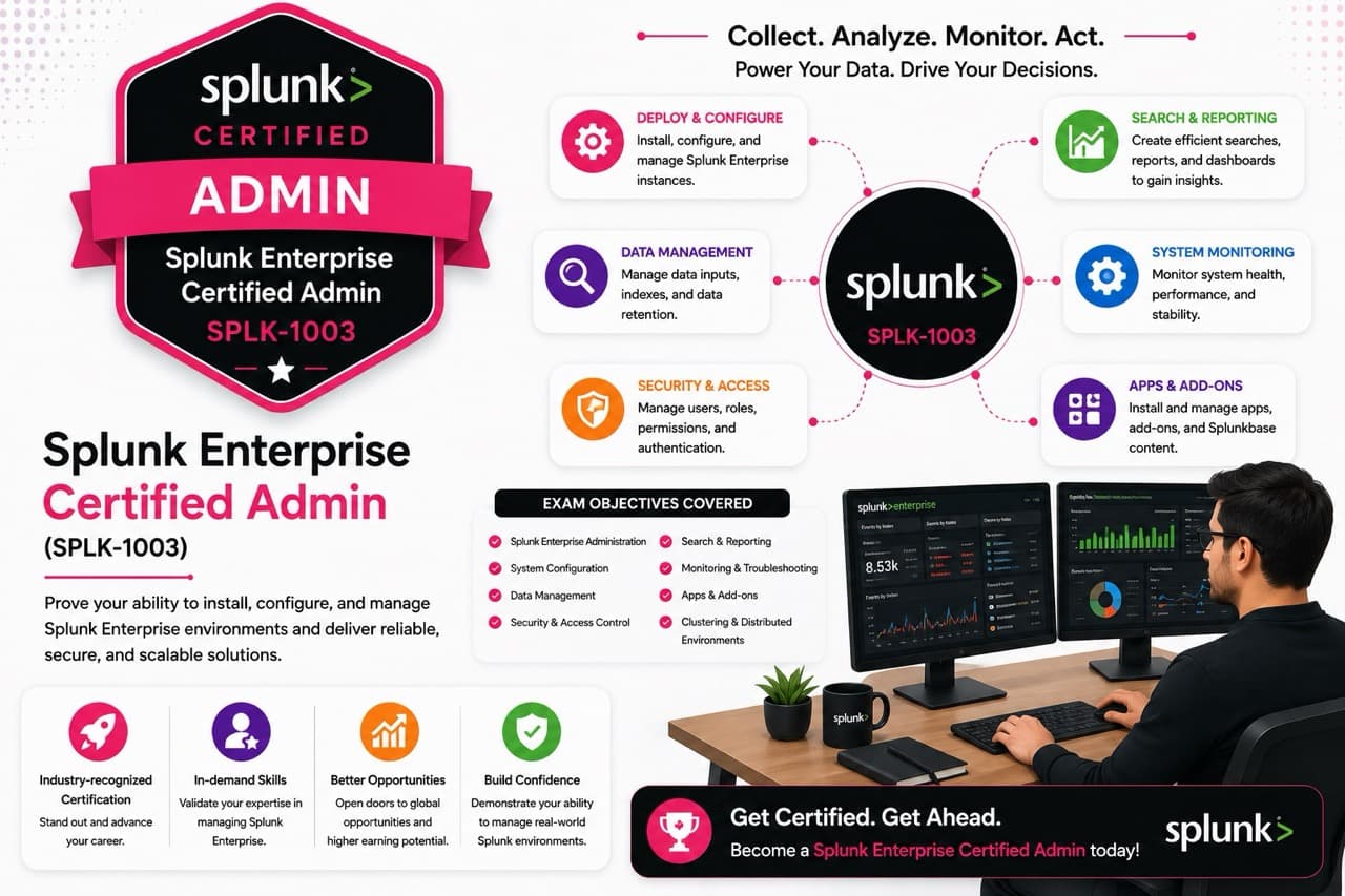 Splunk Enterprise Certified Admin SPLK-1003 exam help - indexer clustering, search head clustering, and Splunk administration