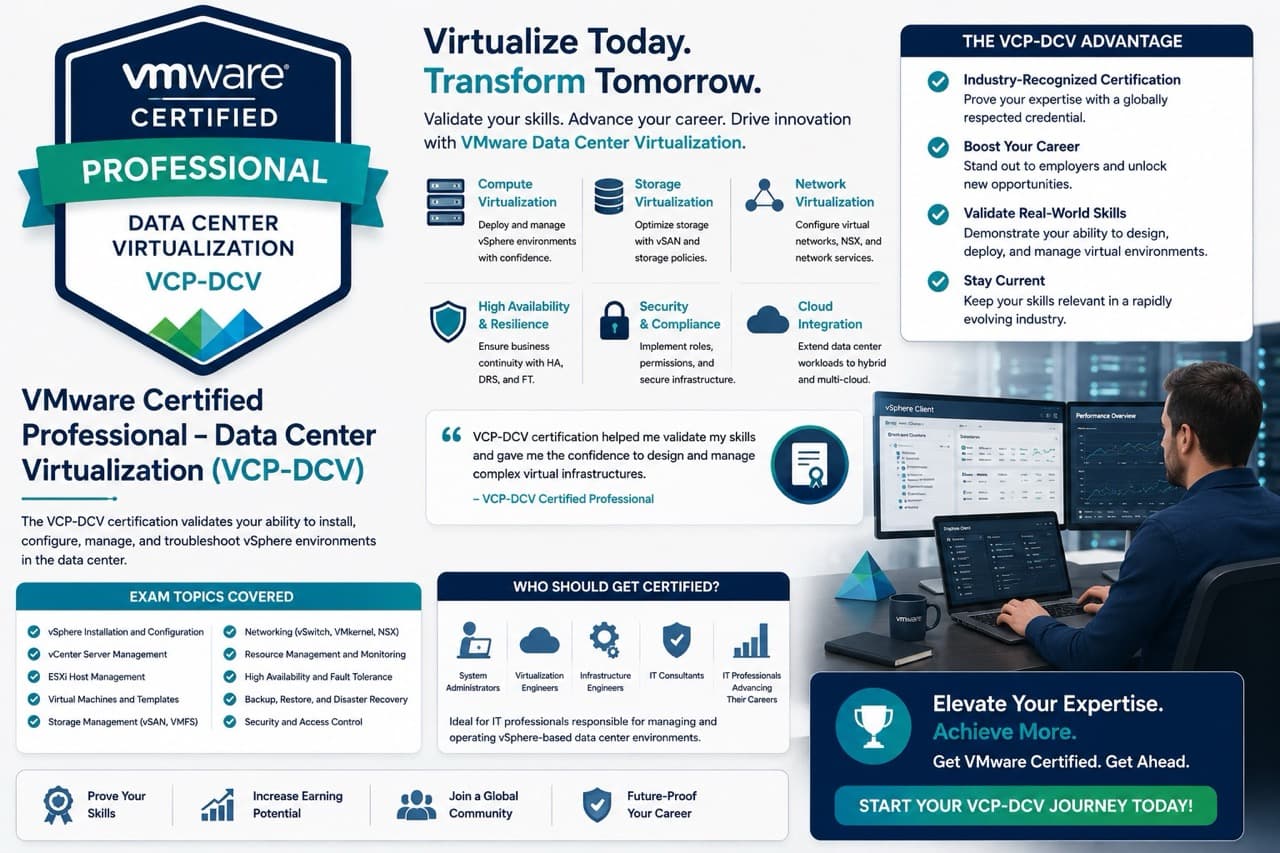 VMware VCP-DCV Data Center Virtualization Certification Exam — vSphere ESXi vCenter Expert Assistance